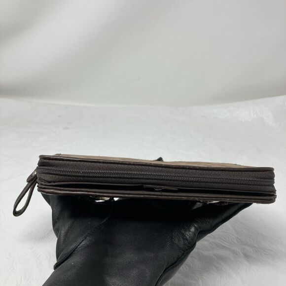 Etiennne Aigner Wallet Logo Fabric With Leather Trim Brown - Picture 12 of 16